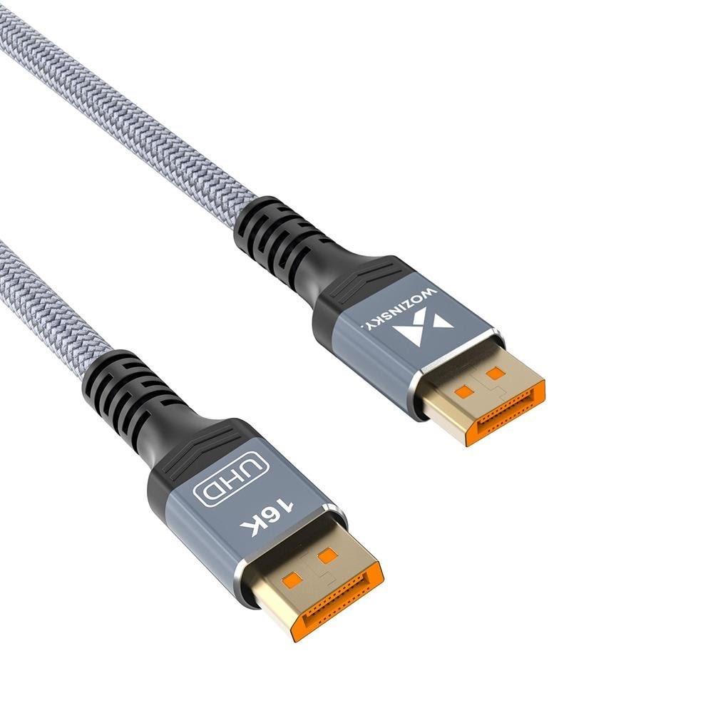 Wozinsky Wps-16ayl1s Displayport 2.1 Cable 80gb/s 16k@60hz 8K@120hz 4K@240hz Hdr Hdcp Dsc 1m - Black - Display Kabel Schwarz 5907769376689