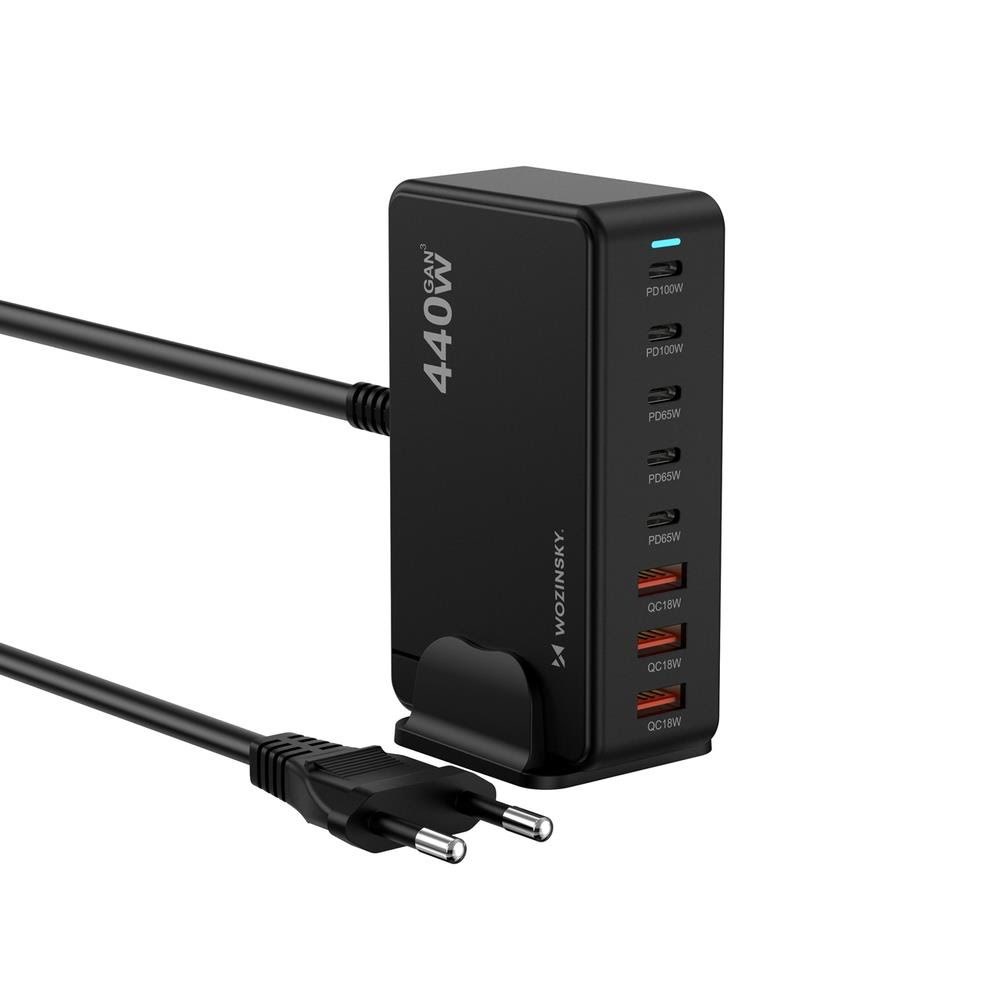 Wozinsky Wsl-440 440w Gan Qc3 Charging Station - Black - Handys Adapter Und Ladegeraete 5907769385070