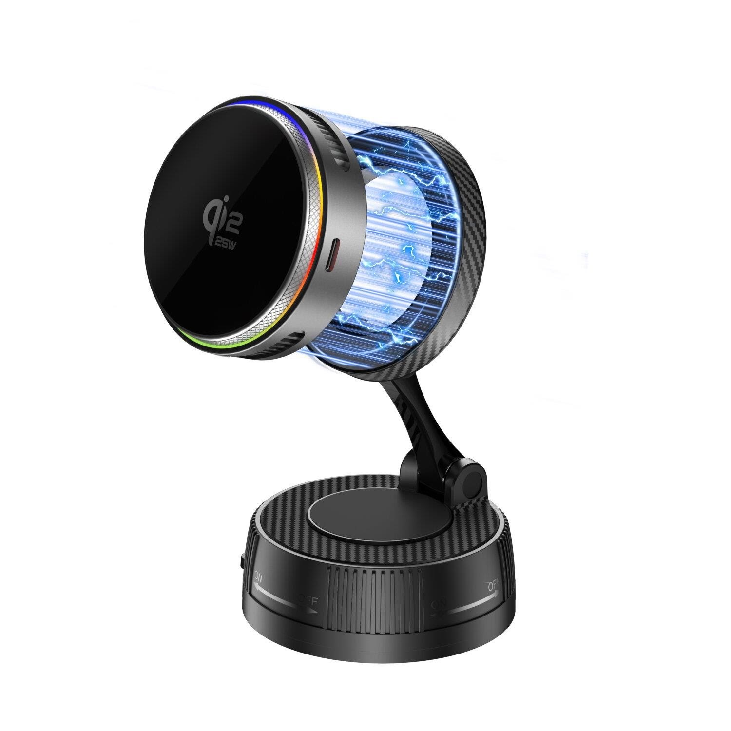 4smarts Qi2 25w Magsafe Charger With Cooling Rgb 360 Mount Space Grey - Handys Adapter Und Ladegeraete 541762