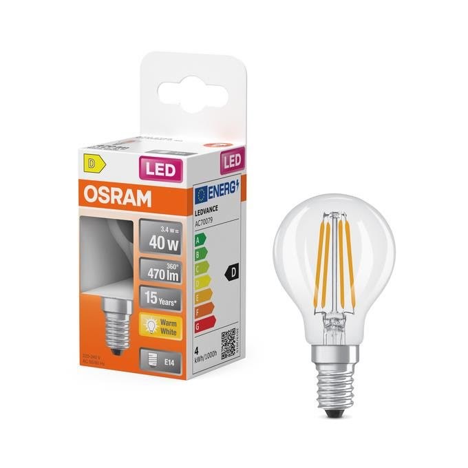 Osram Led-lampe Mini-ball 3,4w/827 (40w) Clear E14 - Led Birnen 4099854468759