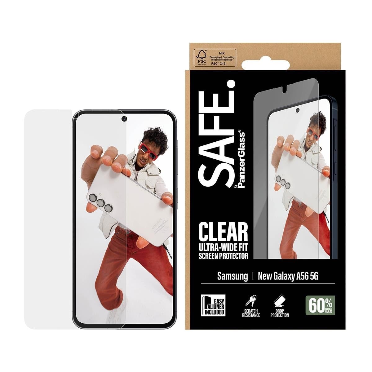 Safe by Panzerglass Screen Protector Samsung Galaxy A57 | Ultra-wide Fit w. Easyaligner - Handys Schutzfolie Sa11783