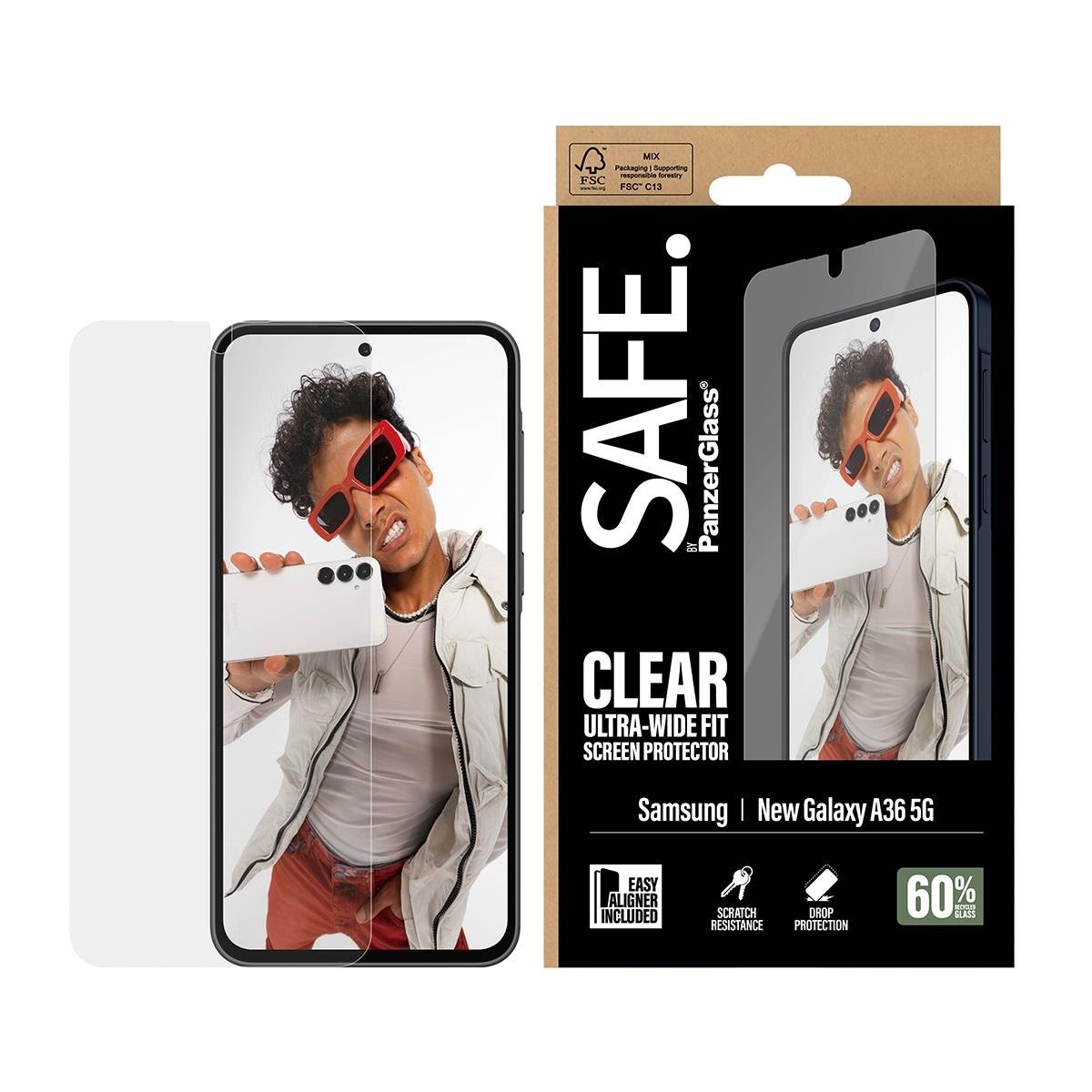 Safe by Panzerglass Screen Protector Samsung Galaxy A37 | Ultra-wide Fit w. Easyaligner - Handys Schutzfolie