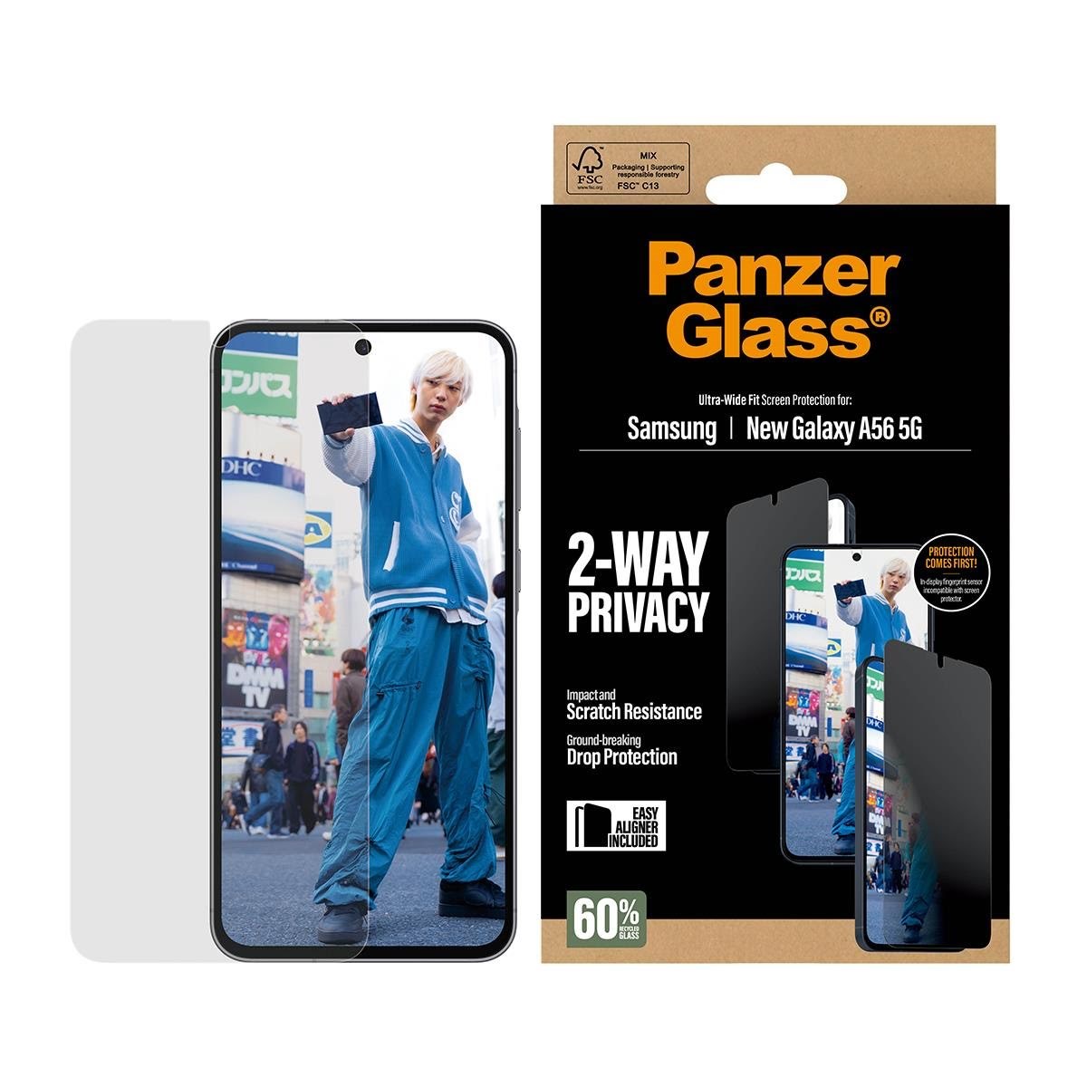 Panzerglass Privacy Screen Protector Samsung Galaxy A57 | Ultra-wide Fit w. Easyaligner - Handys Schutzfolie Pg31825
