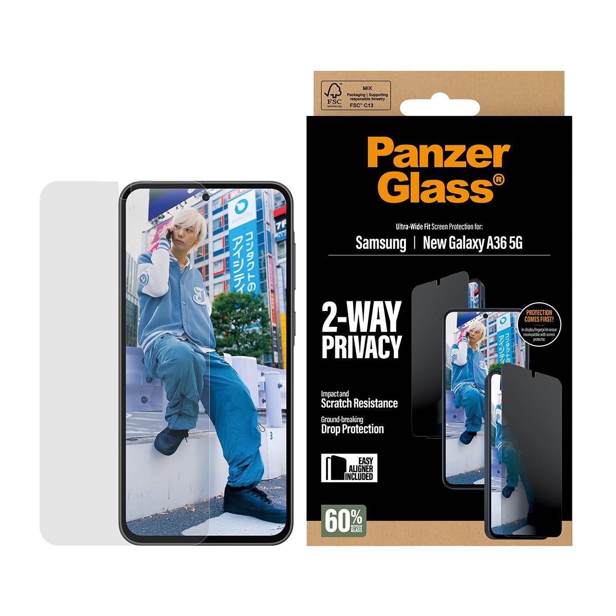 Panzerglass Privacy Screen Protector Samsung Galaxy A37 | Ultra-wide Fit w. Easyaligner - Handys Schutzfolie