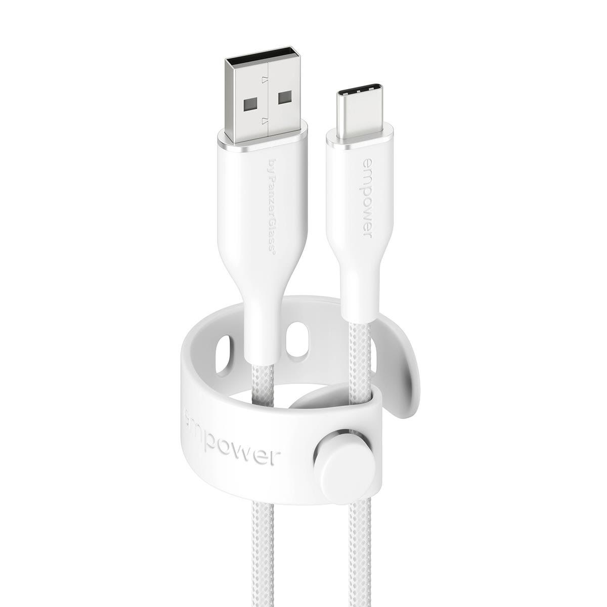 Empower by Panzerglass Racing 60w Usb-a to Usb-c Cable | Usb 2.0 | 1.2M | Silver White - Usb Kabel Weiß Em30290