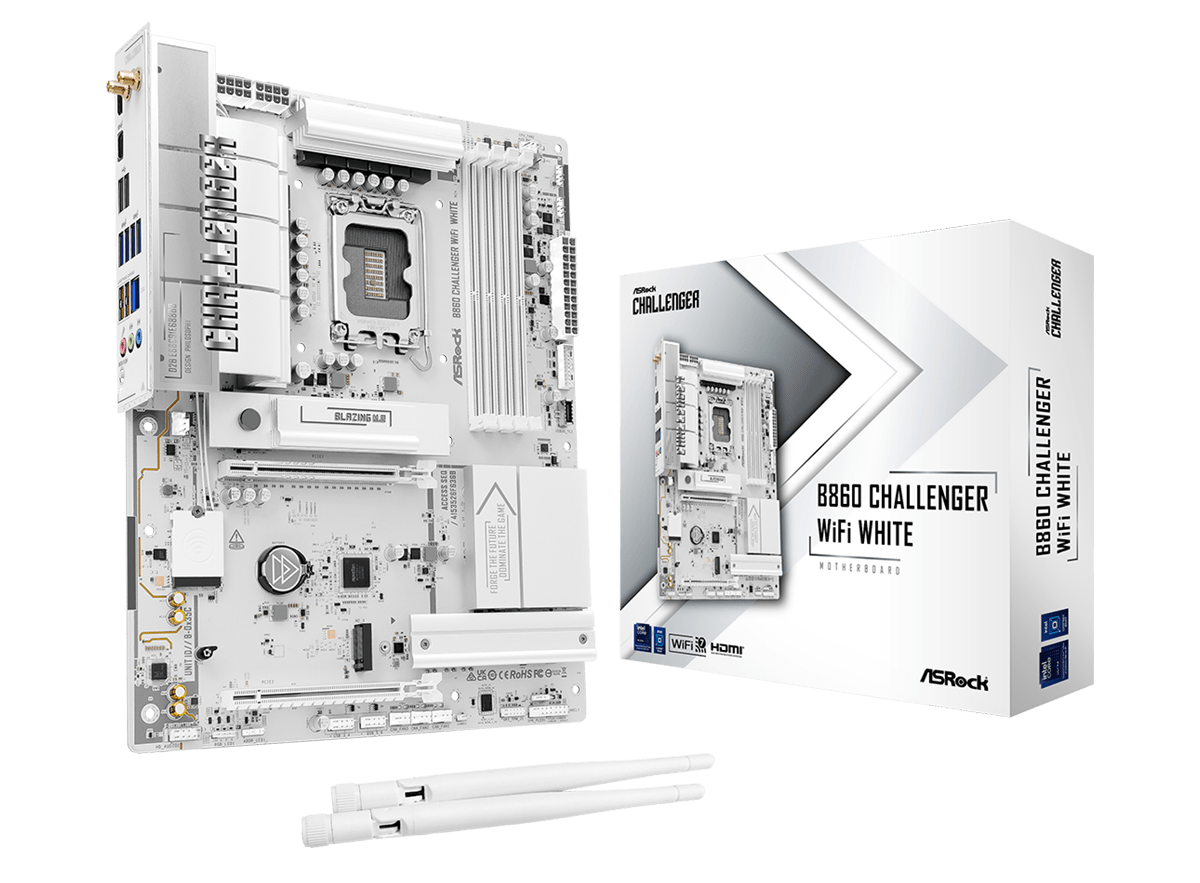 Asrock B860 Challenger Wifi White Mainboard - Intel B860 - Intel Lga1851 - Ddr5 Ram - Atx 90-mxbub0-a0uayz