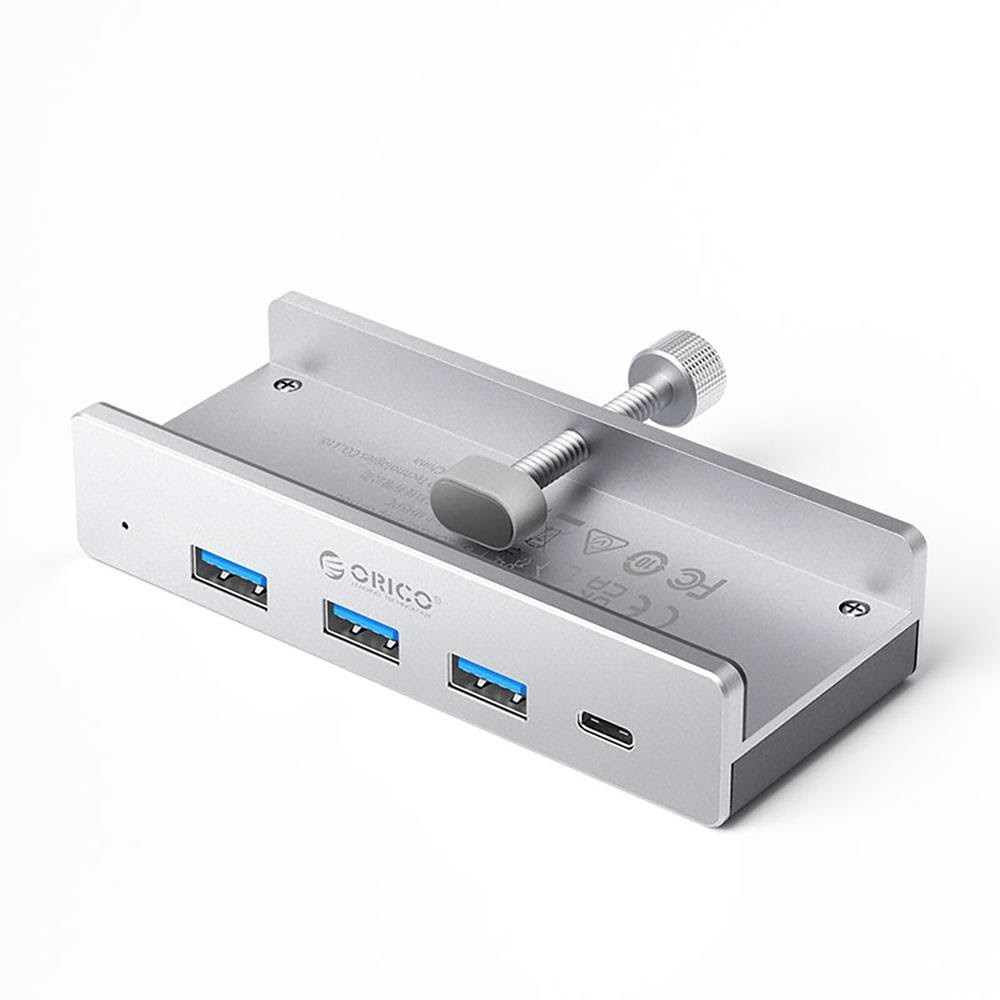 Orico Mh4pc Hub Clamp-mounted Usb-c / 3x Usb-a 3.0 + 1x Usb-c 3.0 - Silver Usb-hubs - Usb 3.0 - 4 - Grau - Usb Hubs Mh4pc-10-sv-bp
