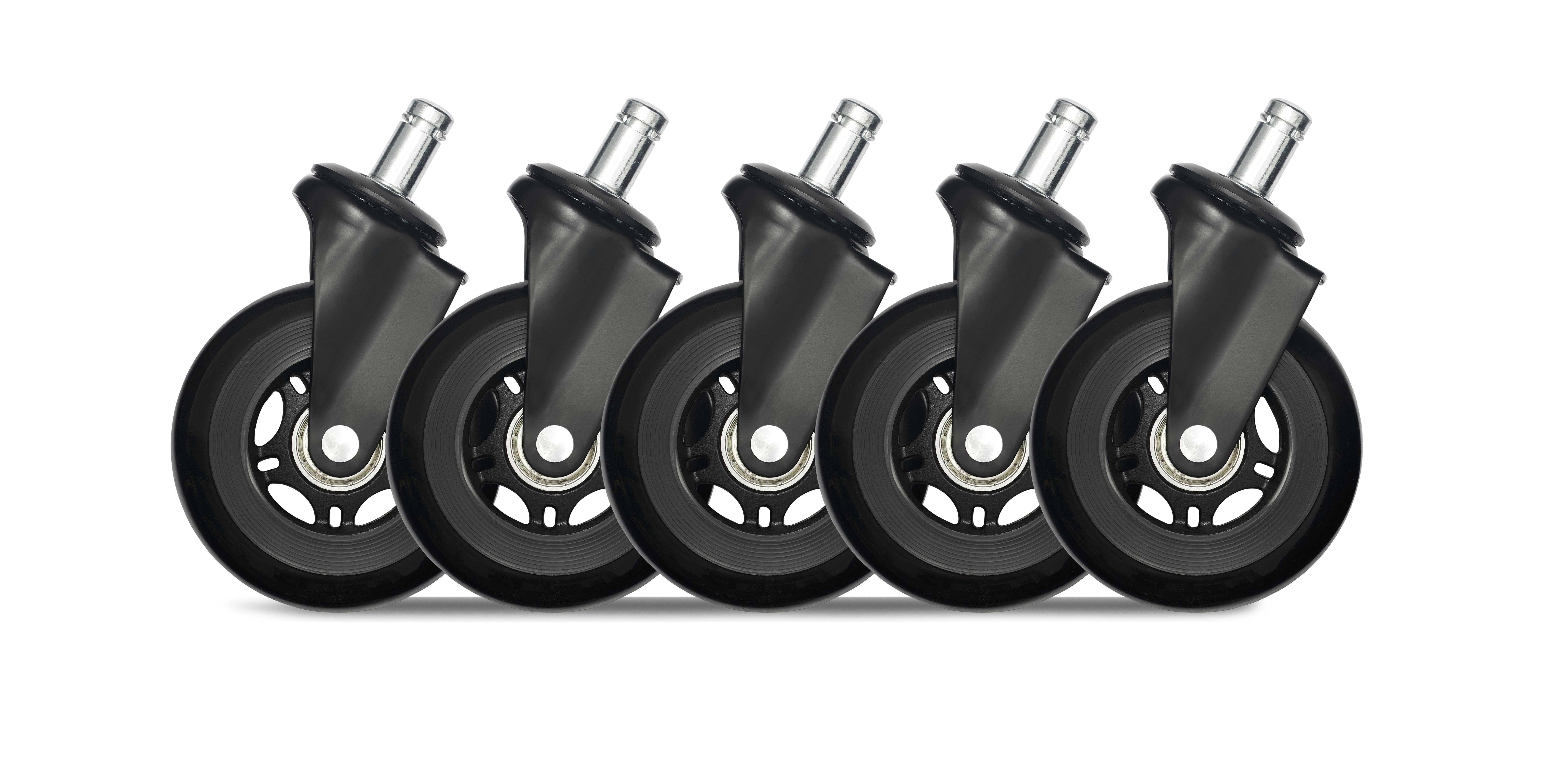 Dutzo Premium 3" Rubber Caster For Ikea Chairs - Black - Rubber - Gaming Stuehle Dgcaik-75mmrbwu-bk