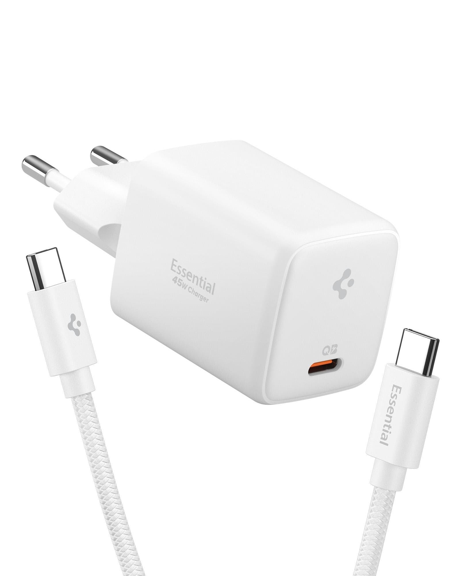 Spigen Essential 45w Wall Charger Ee451eu - White - Handys Adapter Und Ladegeraete Ach09473