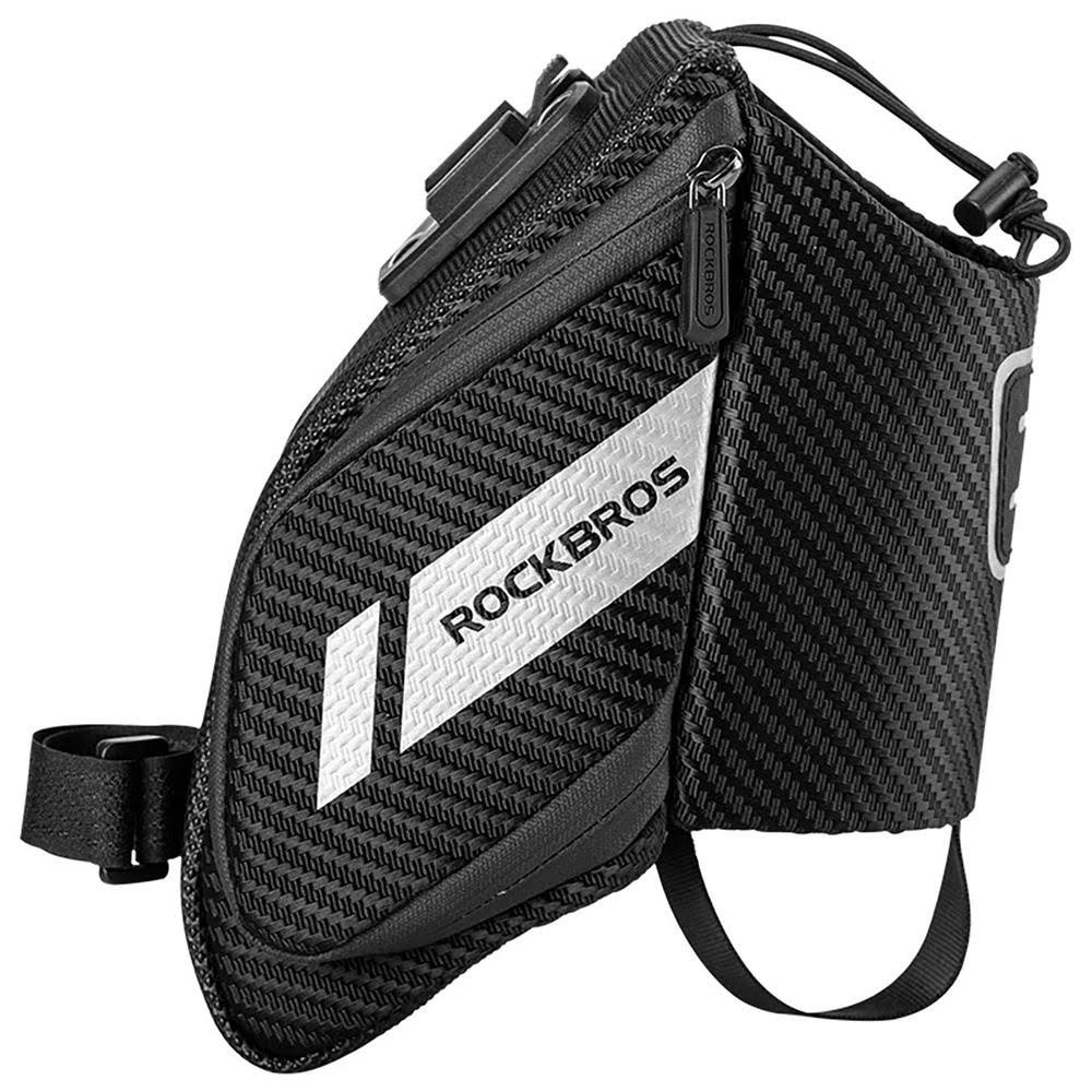 Rockbros C32bk Saddle Bag 1.5L With Water Bottle Pocket - Black - Fahrradzubehoer Rockbros-c32bk