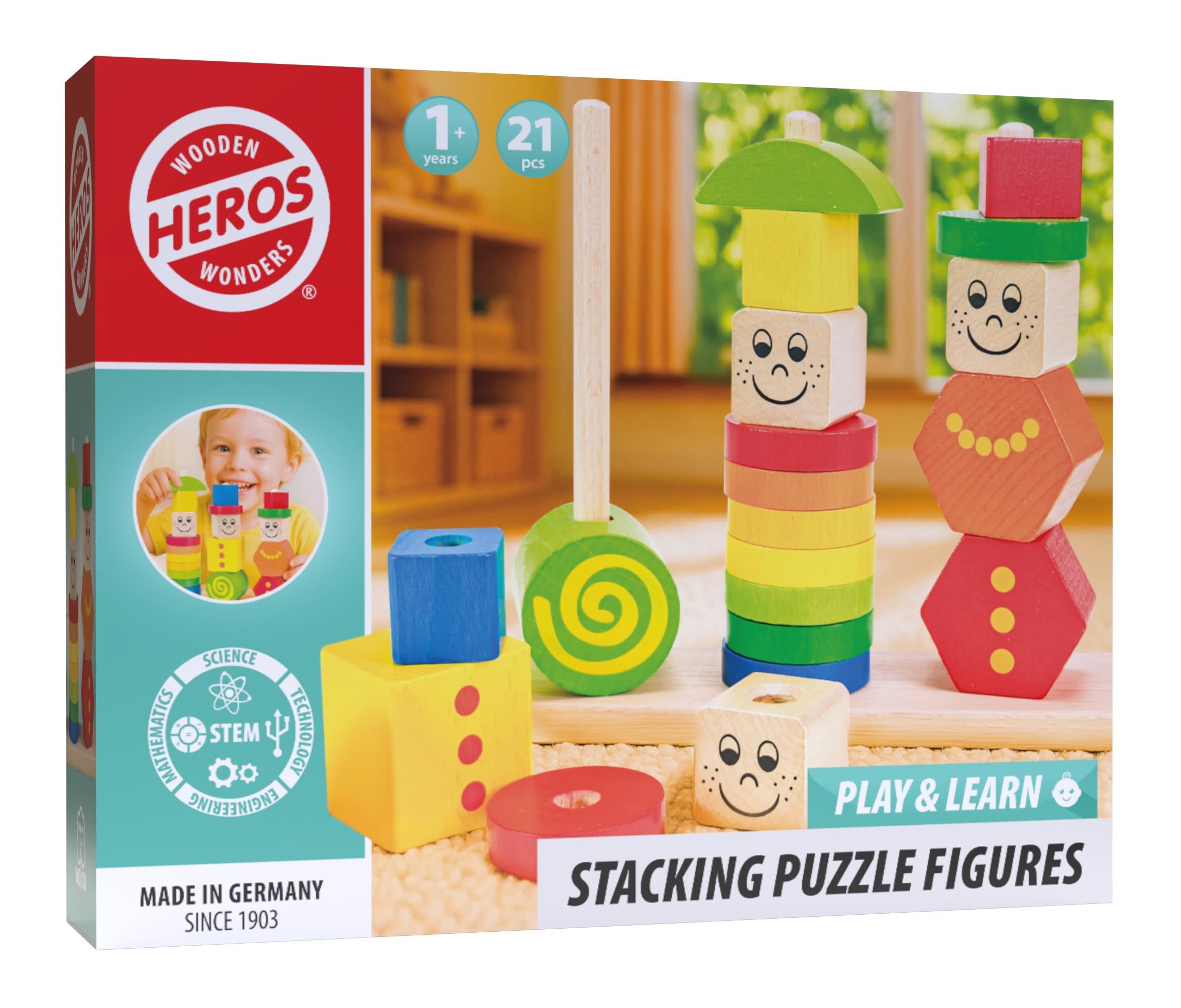 Heros Spielen & Lernen - Holz-stapelfiguren - Holzspielzeug He0013
