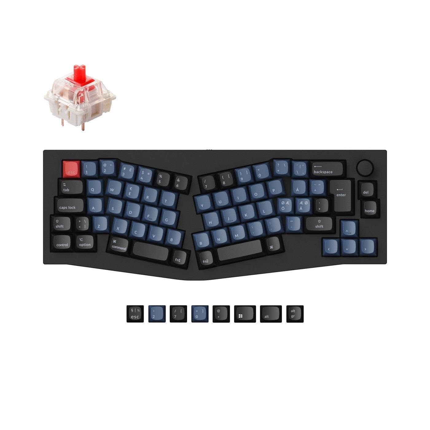 Keychron Q8 Qmk Wired 65% Alice Layout - Gateron G Pro Red - Ergonomische Tastatur - 65% - Nordic Iso - Schwarz - Tastaturen Q8-m1-bo