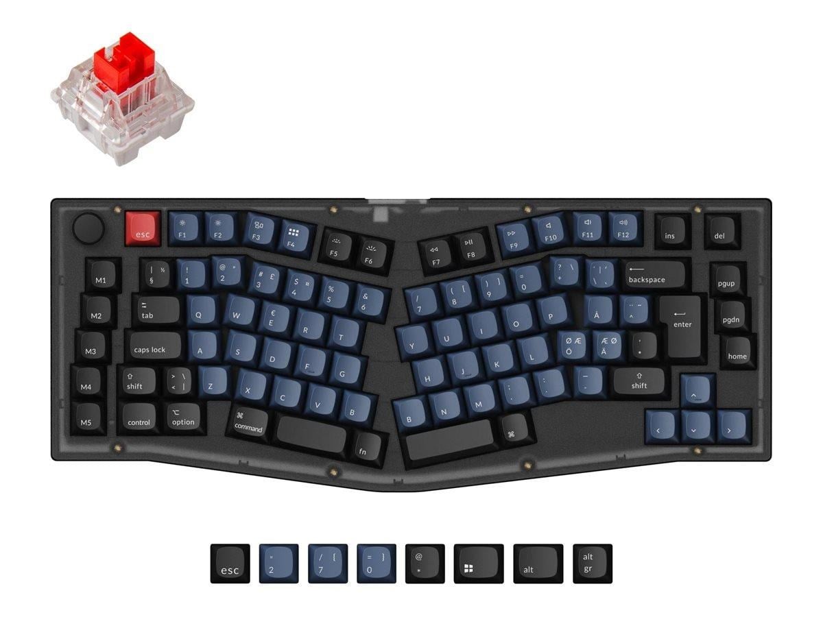 Keychron V10 - Keyboard - Qmk Custom Alice Layout Fully Assembled Knob Mechanical - 75% - Qwerty - Nordic - Frosted Black Input Device - Tastatur - 75