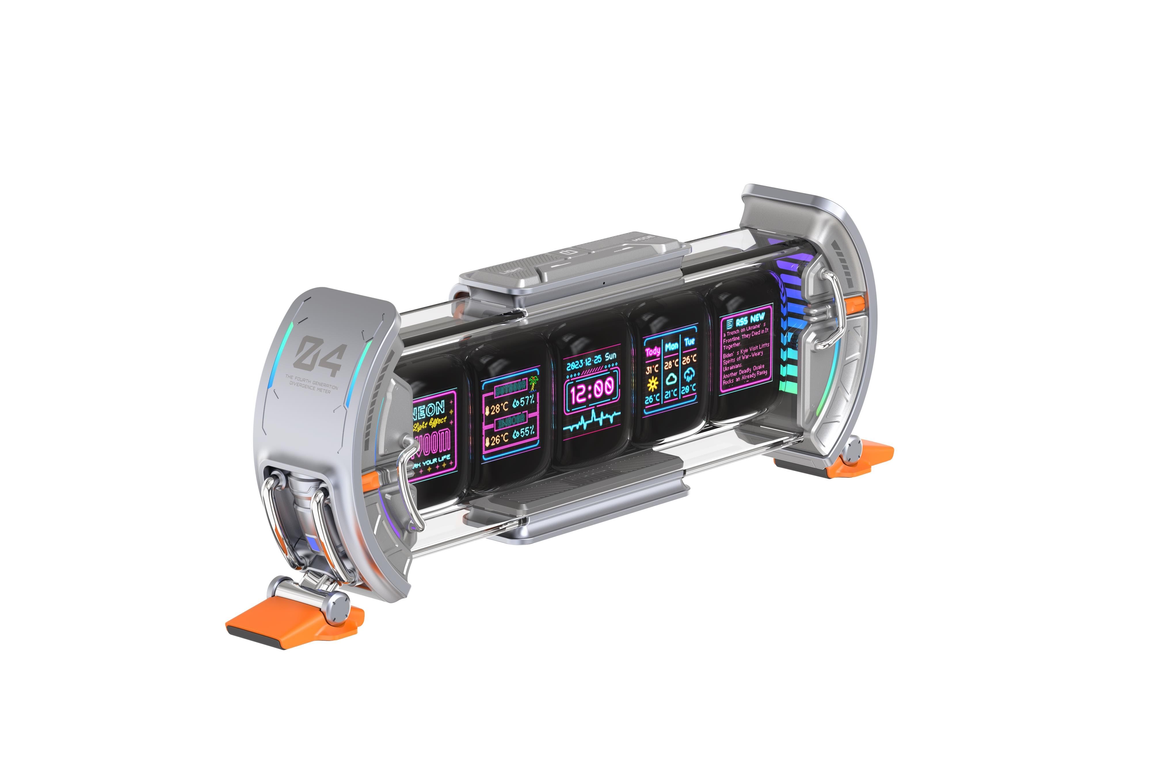Divoom Times Gate II Cyberpunk Digital Clock - Grey - Gadget