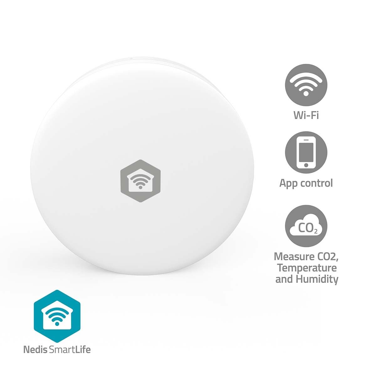 Nedis Smartlife Air Quality Monitor Wi-fi Humidity / Carbon Dioxide (Co2) White - Smart Home