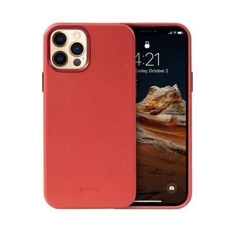 Crong Essential Cover - Iphone 12 Pro Max Faux Leather Case (Red) - Handys Cover Cases Crg-ess-ip1267-red