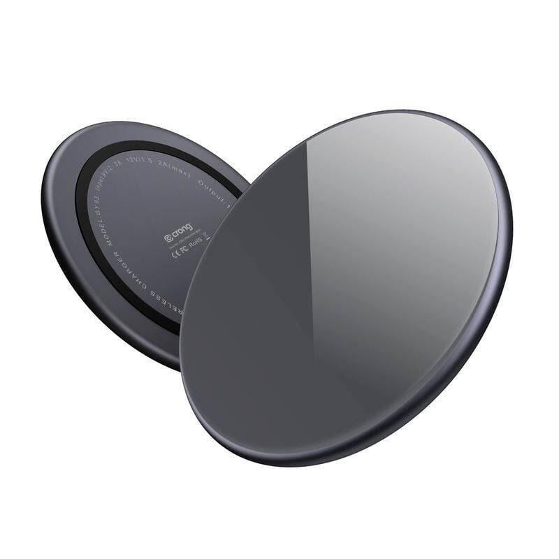 Crong Powerspot Fast Wireless Charger - Aluminum 15w Usb-c Qi Wireless Charger With Tempered Glass Cover (Shadow Black) - Handys Adapter Und 