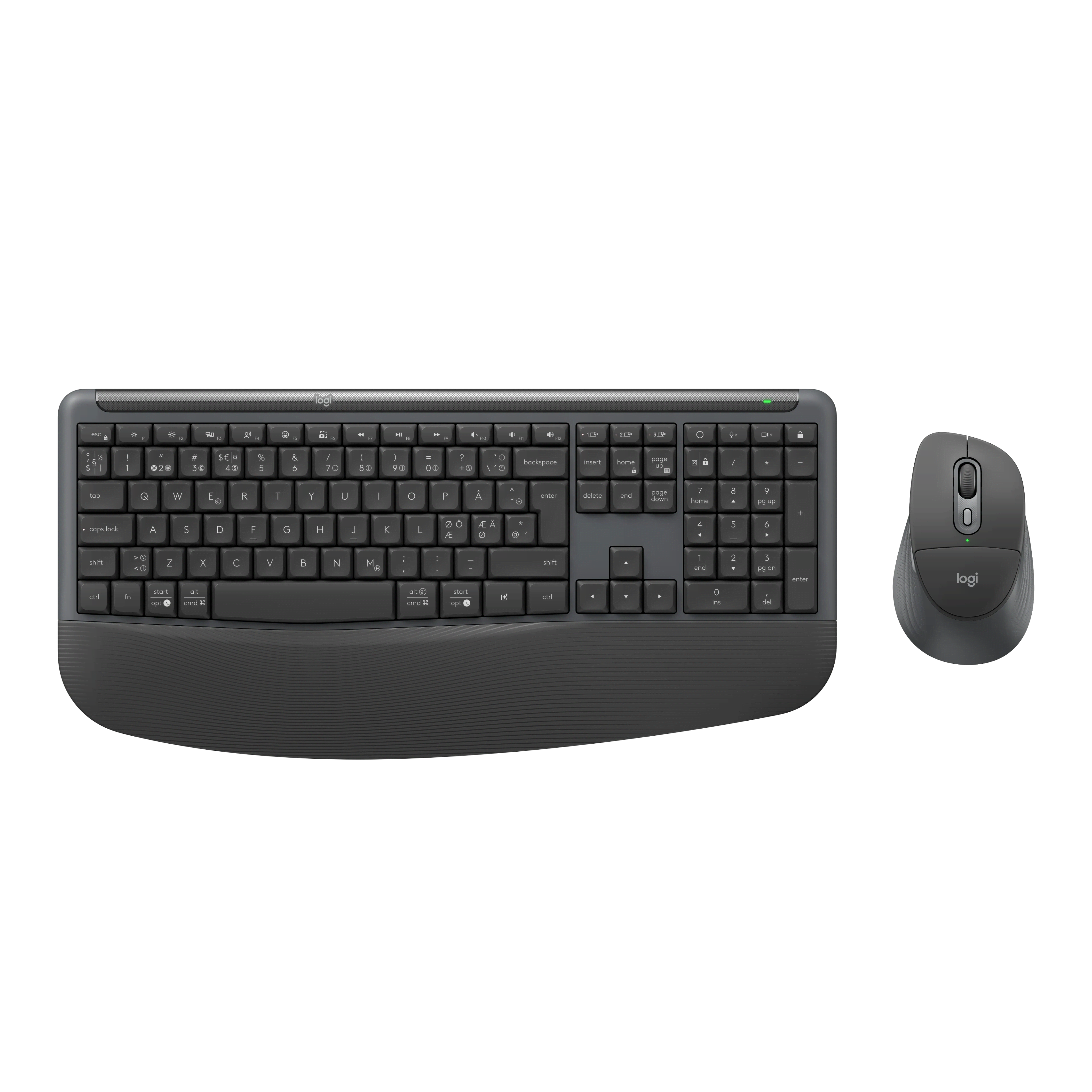 Logitech Signature Comfort Plus Combo Mk880 (Graphite) - Tastatur & Maus Set - Full-size - Nordic Iso - Grau - Tastaturen 920-014036
