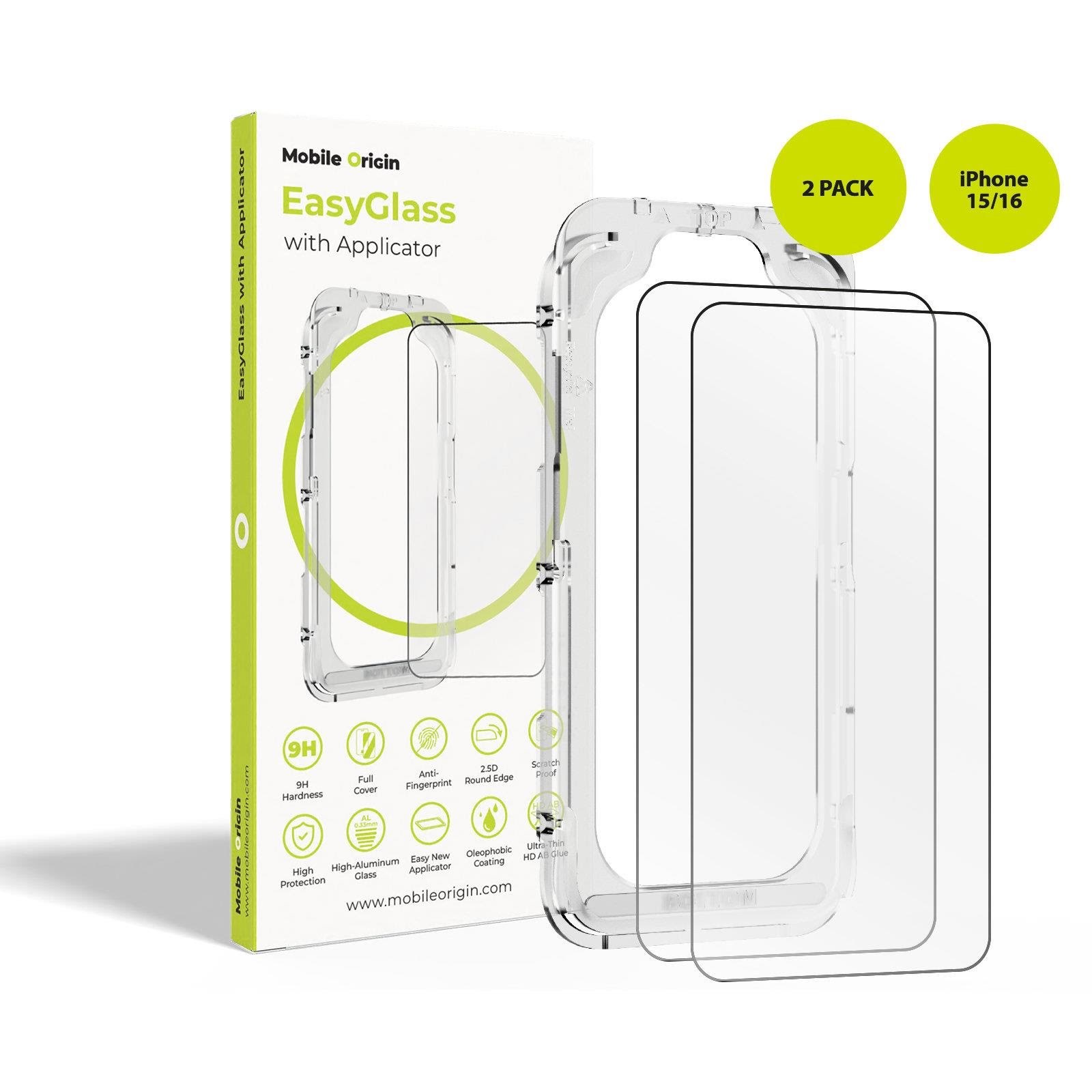 Mobile Origin Easyglass With Applicator Iphone 15/16 - 2 Pack - Handys Schutzfolie
