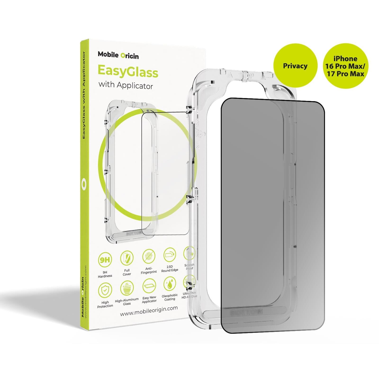 Mobile Origin Easyglass Privacy With Applicator Iphone 16 Pro Max/17 Pro Max - Handys Schutzfolie Ega-p-i16promax