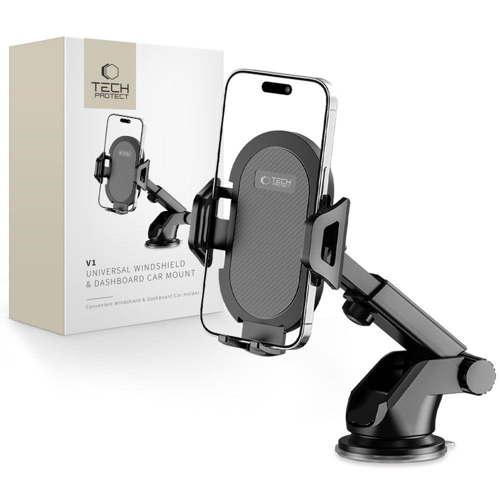 Tech-protect V1 Car Phone Holder For Windshield / Cockpit - Black - Handys Anderes Zubehoer