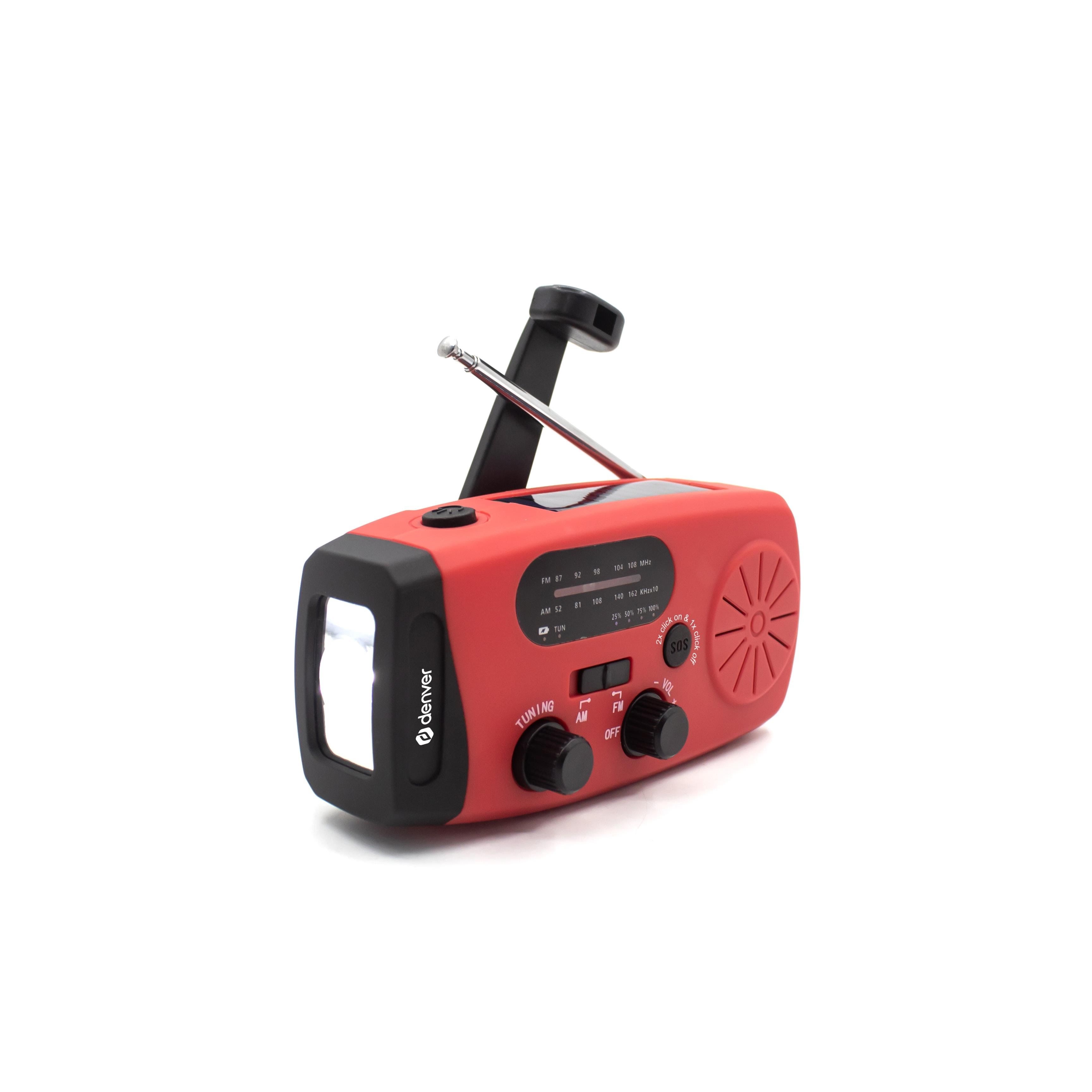 Denver Scr-2007 - Emergency Radio - Solar - Dynamo - 2000 Mah Powerbank - FM - FM - Mono - Rot - Dab Netzwerk Und Radiowecker