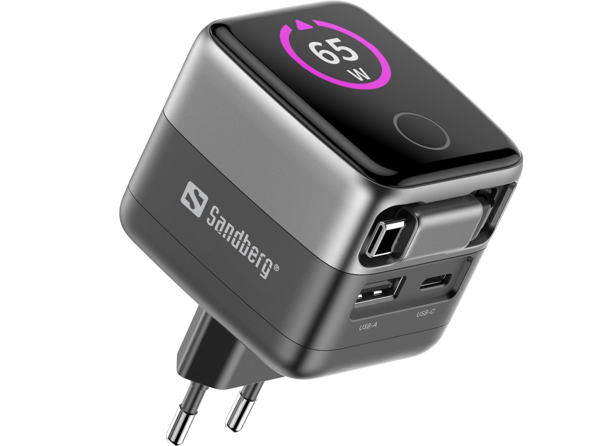 Sandberg Travel Charger Pd65w Display + Cable - Netzteile Fuer Laptops