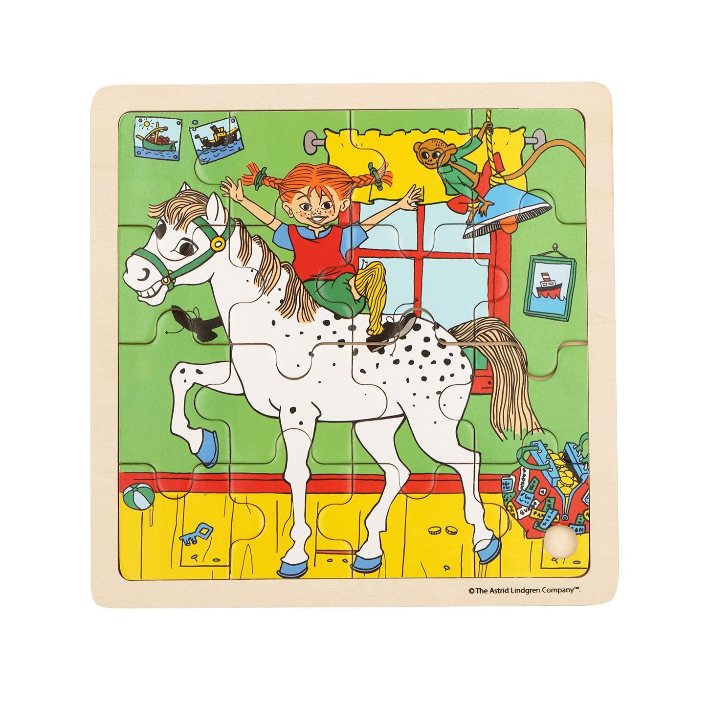 Astrid Lindgren Pippi - Framed Wooden Puzzle - Horse Holz 8633