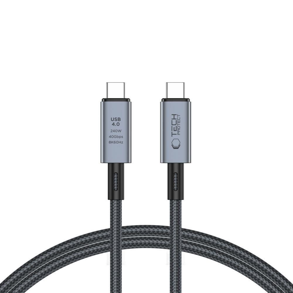 Tech-protect Ultraboost Max Usb-c 4.0 / Usb-c 4.0 PD 240w 8K 40gbps 1m Cable - Grey - Usb Kabel Grau 5906302308989