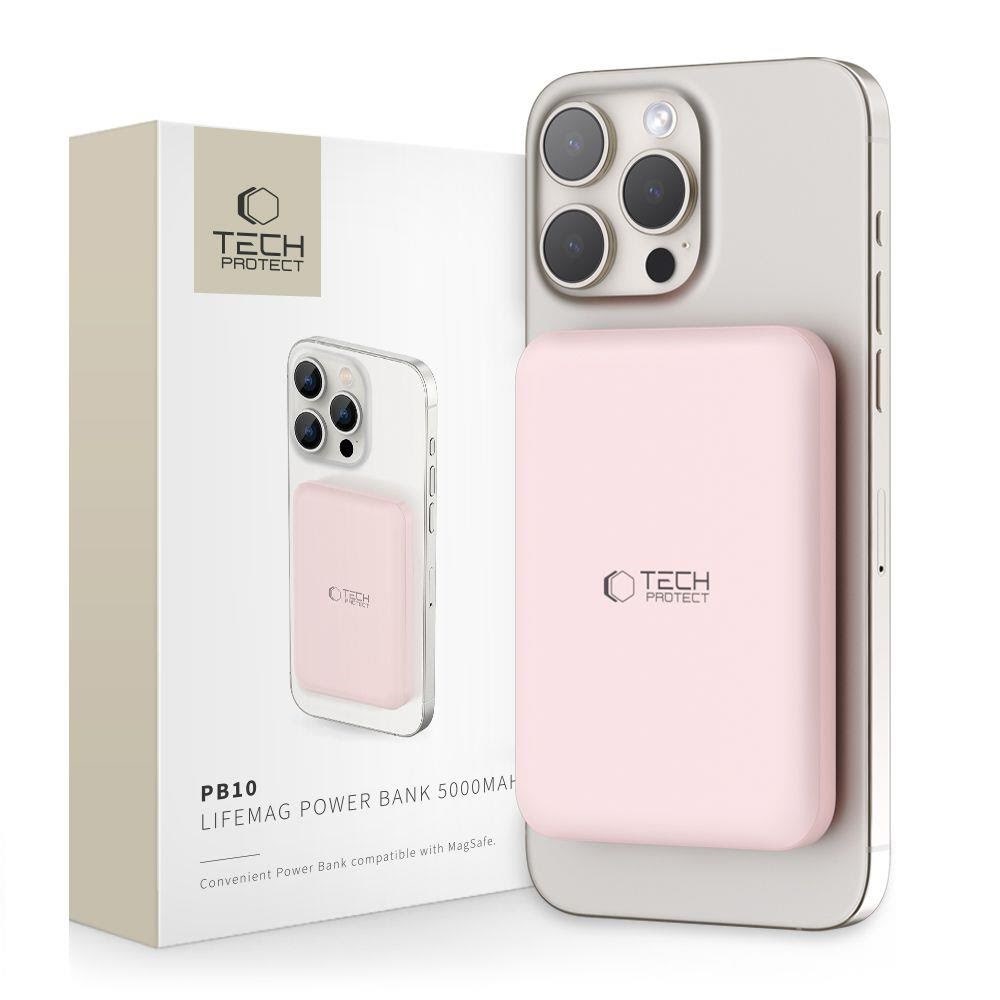Tech-protect Lifemag Pb10 Power Bank With Magsafe 5000mah 15w Usb-c Port - Pink + Usb-c Cable - 5000 Mah - Powerbank Akku 5906302309528