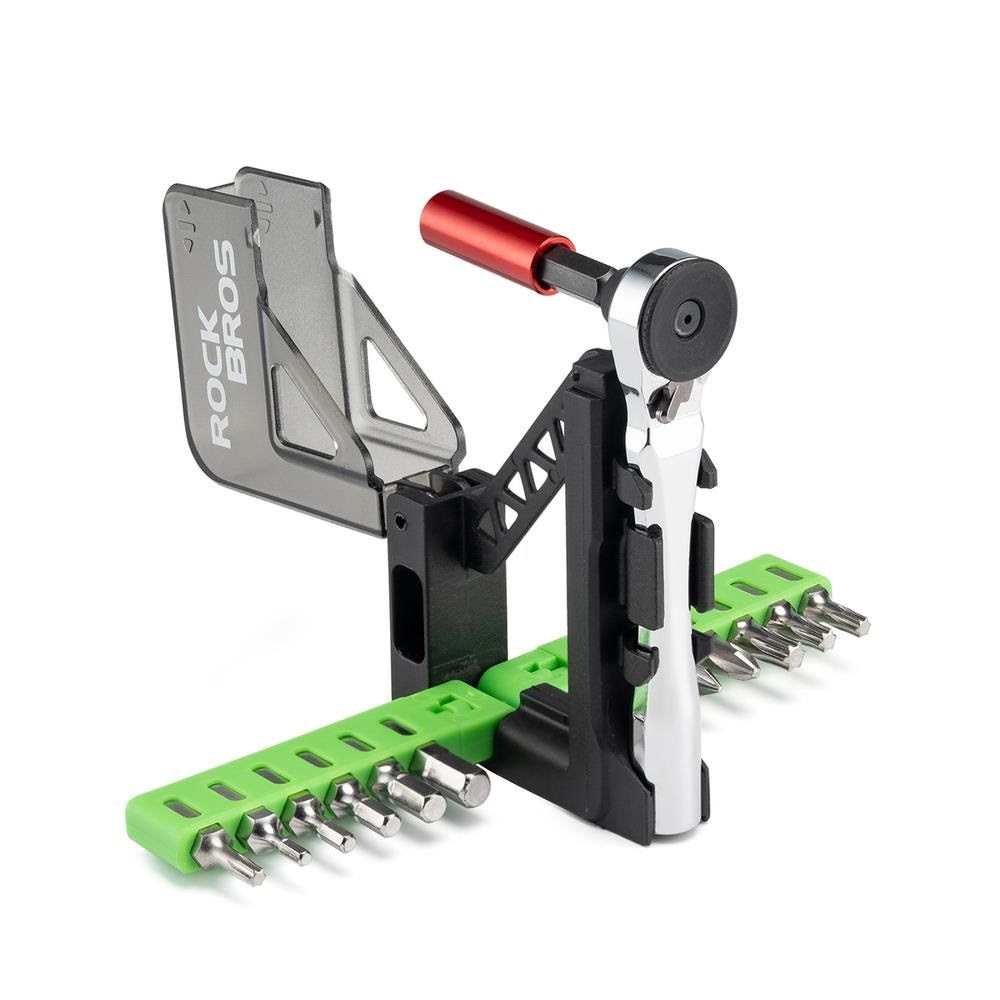 Rockbros Bike Tool Set With Mini Ratchet And Bits - Translucent Green - Fahrradzubehoer