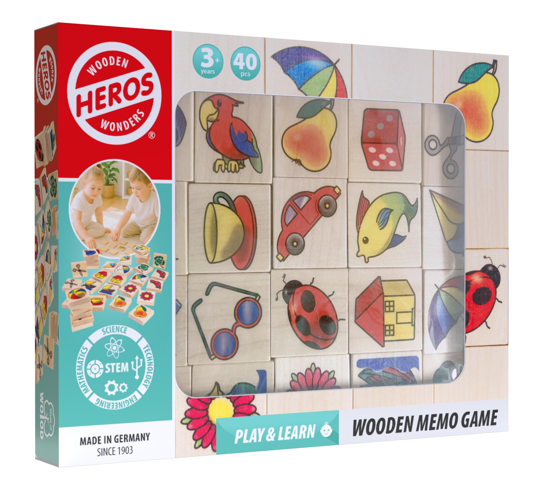 Heros Spielen & Lernen - Holz-memory-spiel Mit Bildern, 40 Plättchen - Bausets He0012