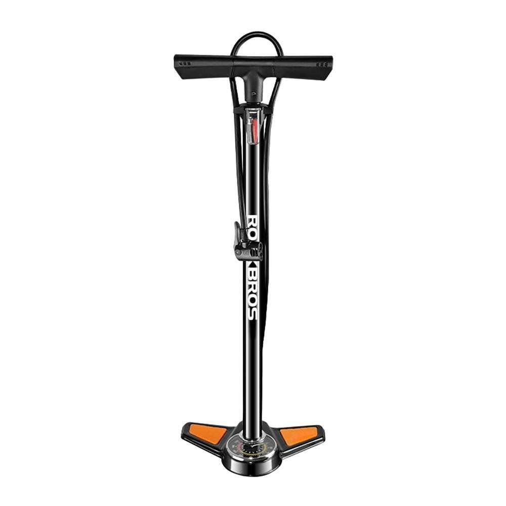 Rockbros Gp6532b Floor Pump With Pressure Gauge - Black And Orange - Fahrradzubehoer