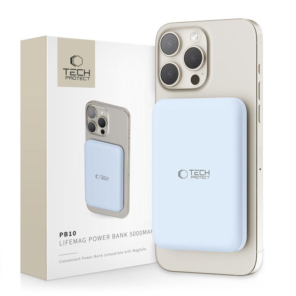 Tech-protect Lifemag Pb10 Power Bank With Magsafe 5000mah 15w Usb-c Port - Blue + Usb-c Cable - 5000 Mah - Powerbank Akku