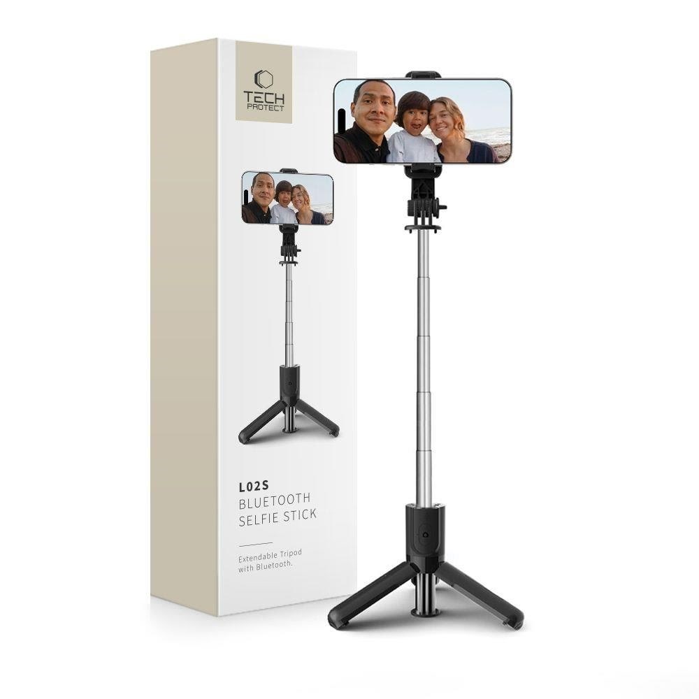 Tech-protect L02s Bluetooth Selfie Stick With Tripod up to 72cm - Black - Handys Anderes Zubehoer