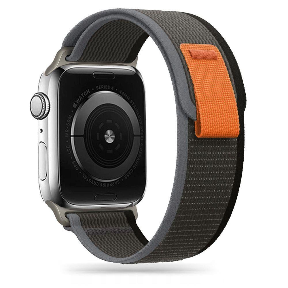 Tech-protect Nylon Strap For Apple Watch 4 / 5 / 6 / 7 / 8 / 9 / SE / Ultra 1 / 2 (42/44/45/49 mm) - Black & Orange - Smartwatch Accessories 