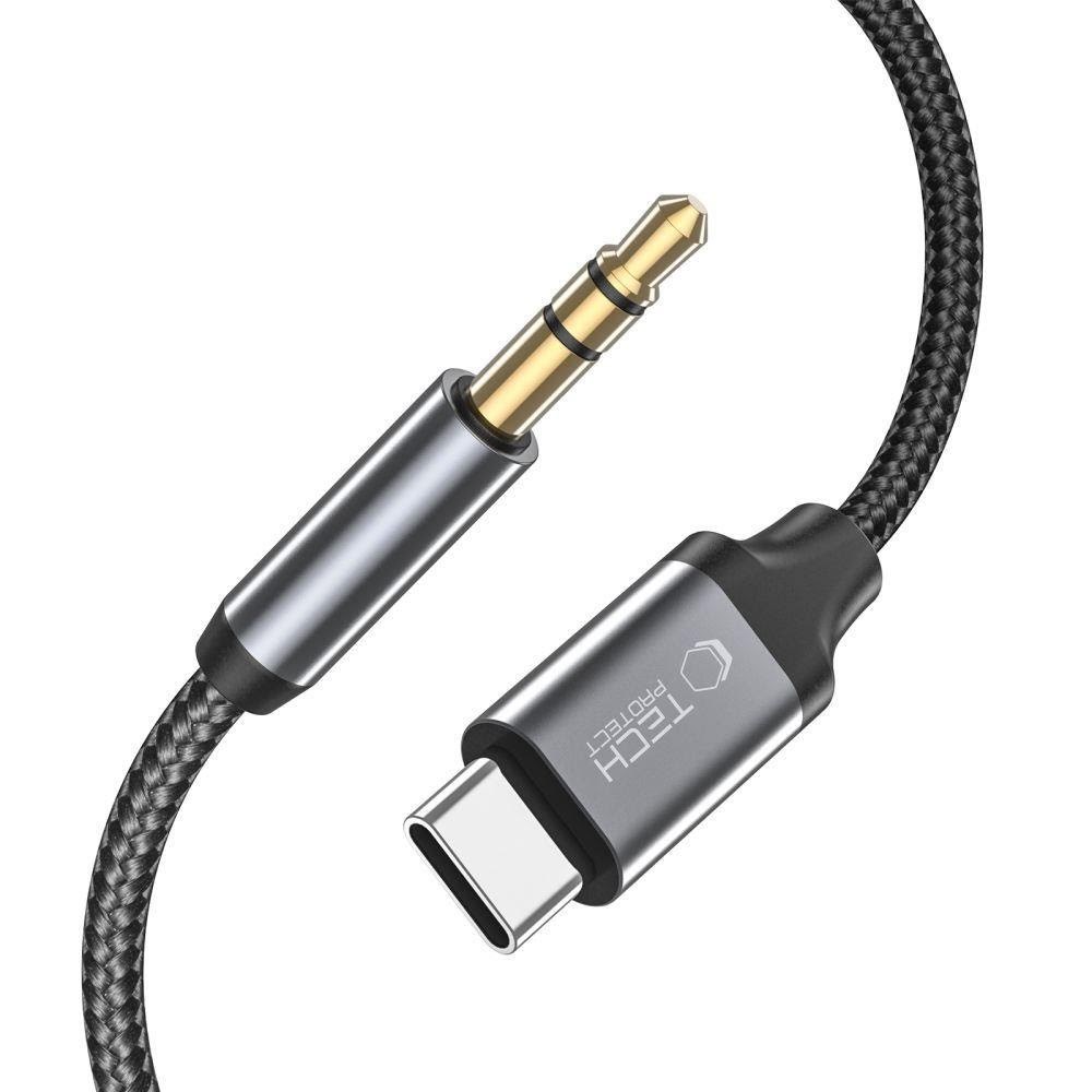 Tech-protect Ultraboost Audio Usb-c / Mini Jack Cable 3.5mm 1m - Black - Usb Kabel