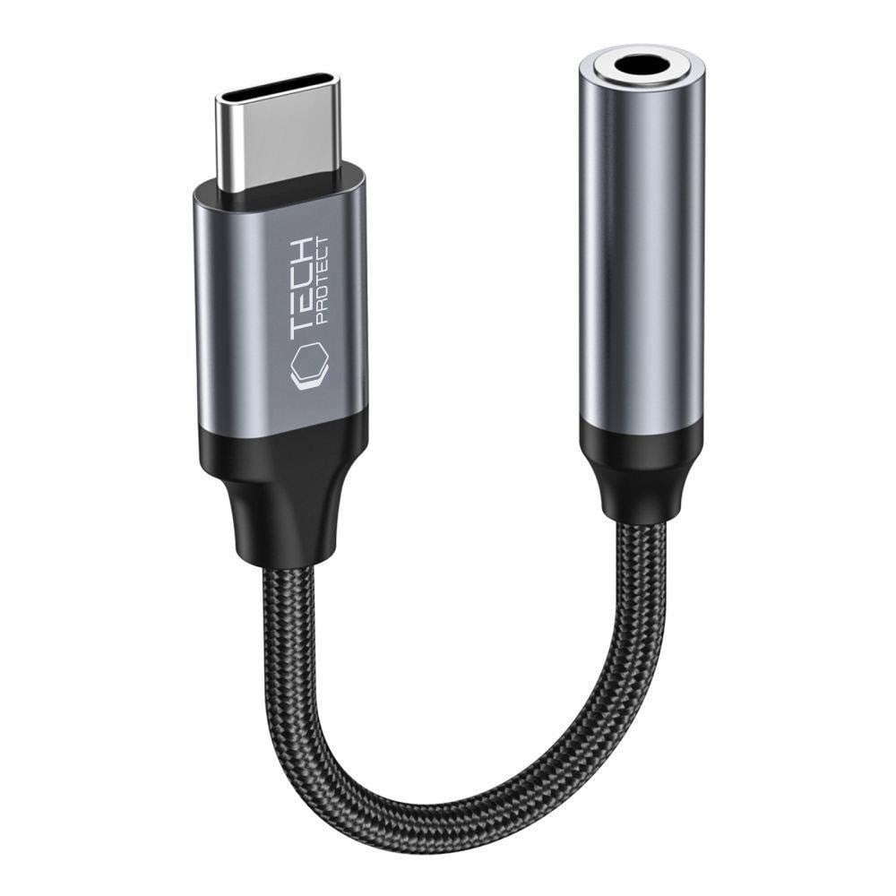 Tech-protect Ultraboost Usb-c Adapter / Mini Jack 3.5mm - Black - Usb Kabel