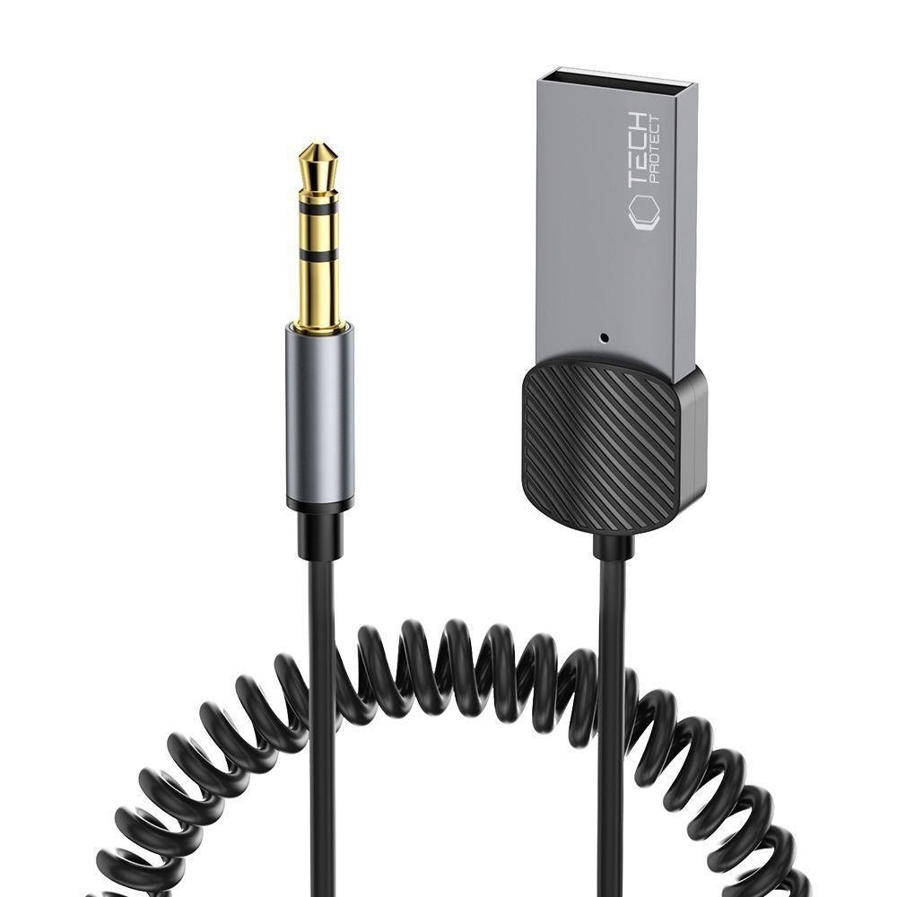 Tech-protect Ultraboost Audio Mini Jack 3.5mm (Male) / Bluetooth Adapter - Grey - Usb Kabel Grau 9490713933824