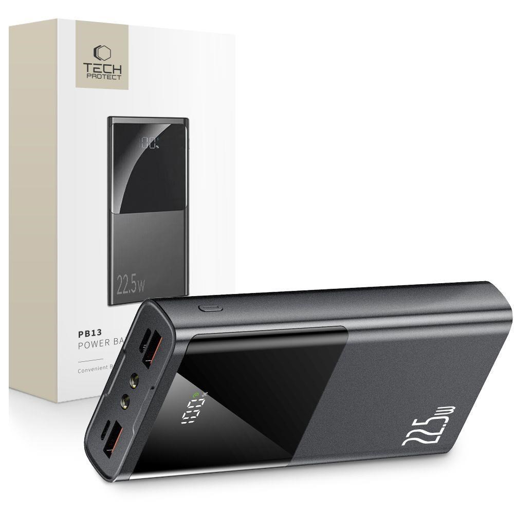 Tech-protect Powerbank Pb13 20000mah 22.5W 2x Usb-a / Usb-c / Lightning With Usb-c / Usb-a Cable - Grey - 20000 Mah - Powerbank Akku