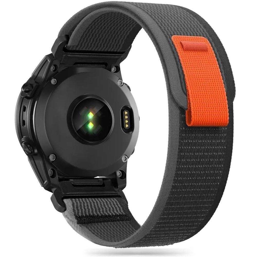 Tech-protect Nylon Strap For Garmin Fenix 3 / 5X / 3hr / 5X Plus / 6X / 6X Pro / 7X - Black & Orange - Smartwatch Accessories 9319456606805