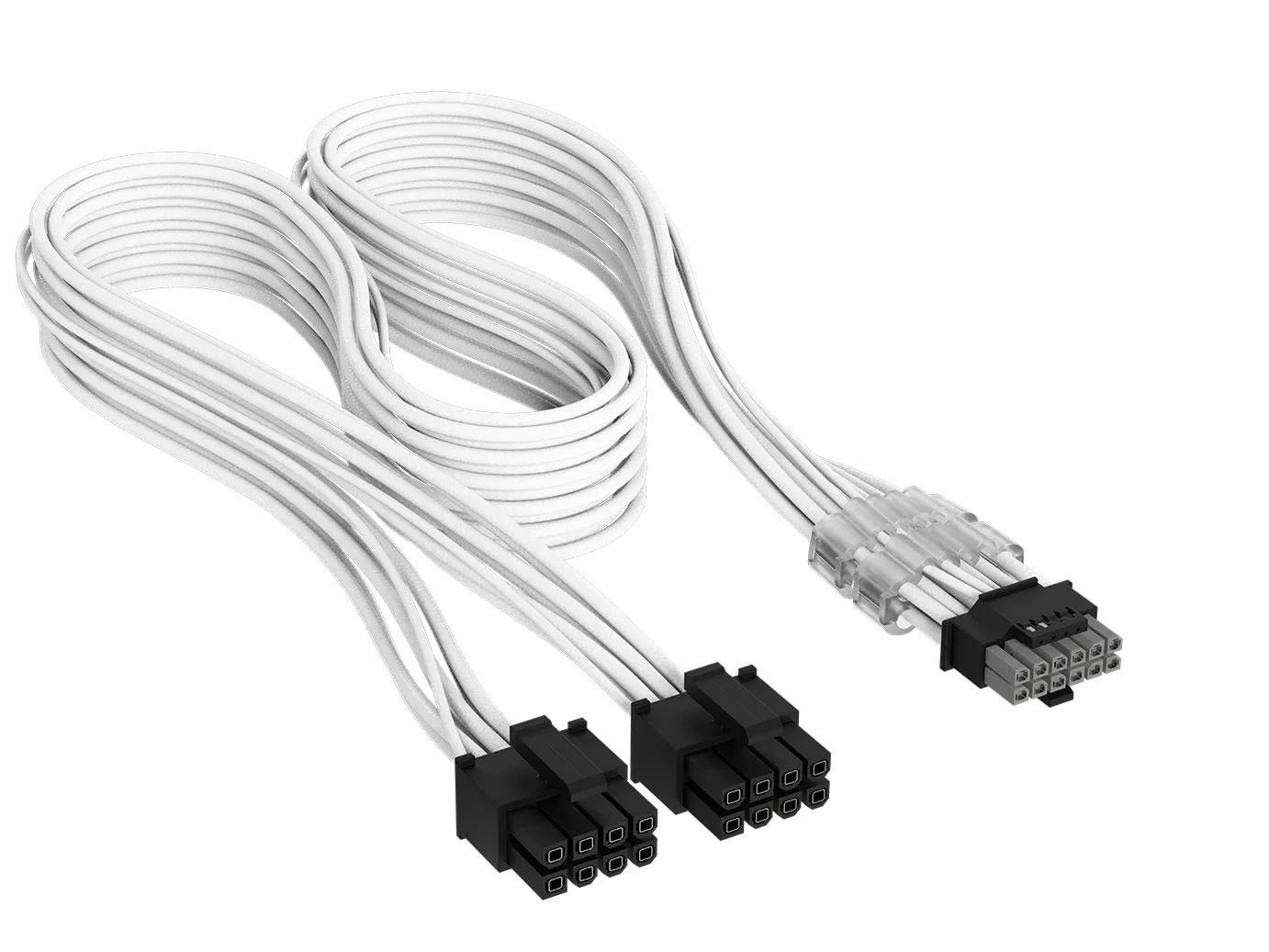 Corsair Elite Premium Individually Sleeved 2x 8-pin to Pcie 12v-2x6 600w (Type 4) - Weiß - Stromkabel Intern