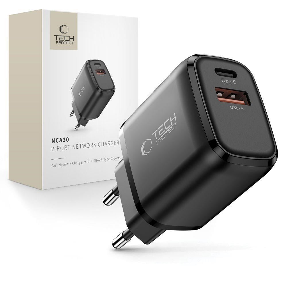 Tech-protect Nca30 PD 30w / Qc3.0 Usb-a / Usb-c- Wall Charger Black - Handys Adapter Und Ladegeraete