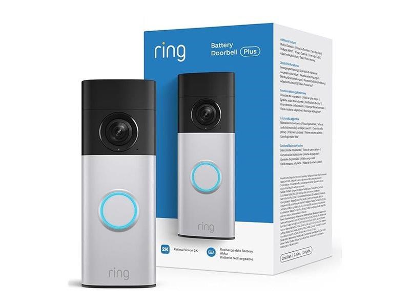 Ring Battery Video Doorbell Plus - Retinal 2K - Nickel Silver - Smart Home B0f6436l5p
