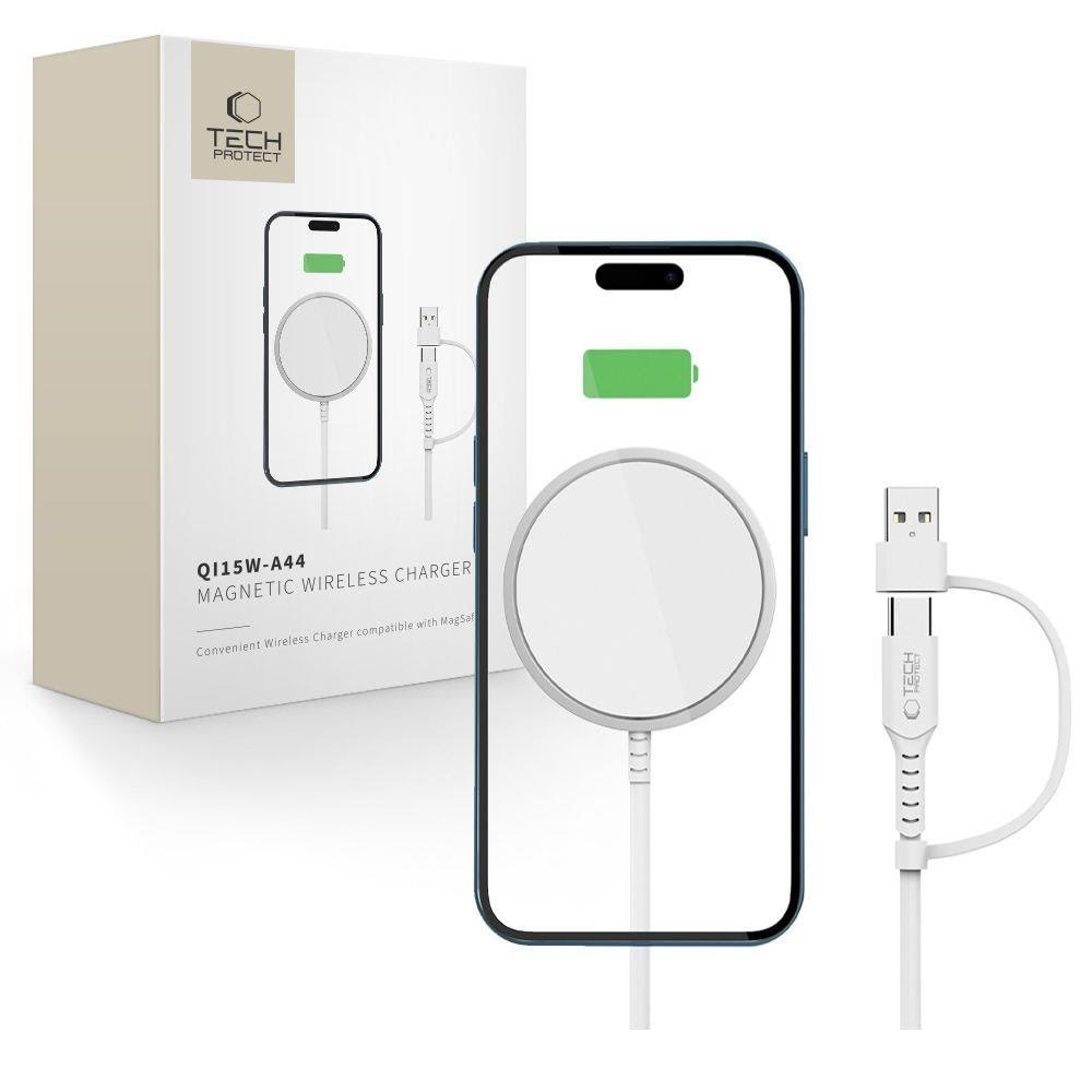 Tech-protect Qi15w-a44 Magnetic Wireless Charger With Magsafe - White - Handys Adapter Und Ladegeraete