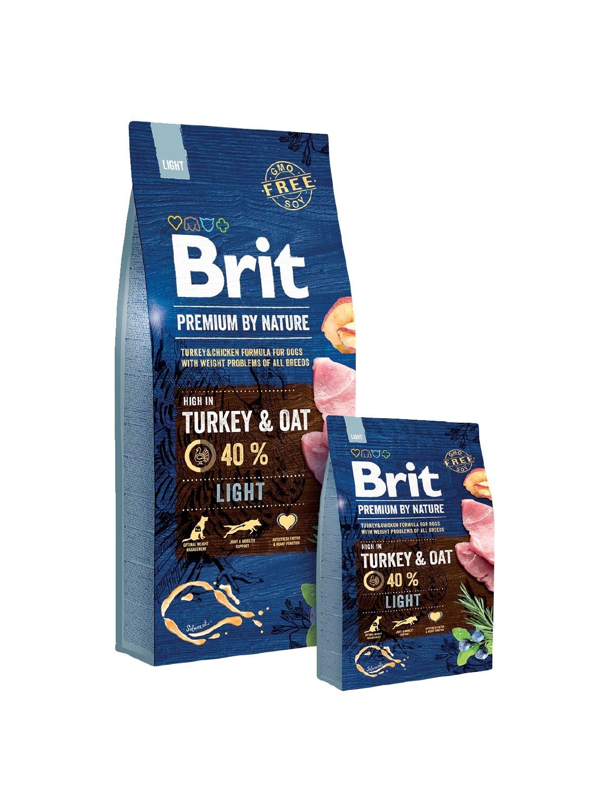 Brit Premium by Nature Light - Dry Dog Food - Apple, Chicken, Corn, Turkey - 15 kg - Hunde 8595602526604