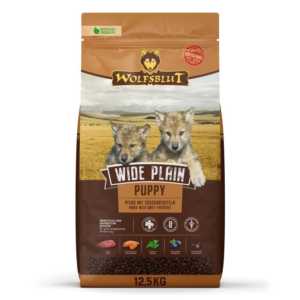 Wolfsblut Wide Plain Puppy Horse With Sweet Potatoes - Dry Dog Food - 12.5kg - Hunde