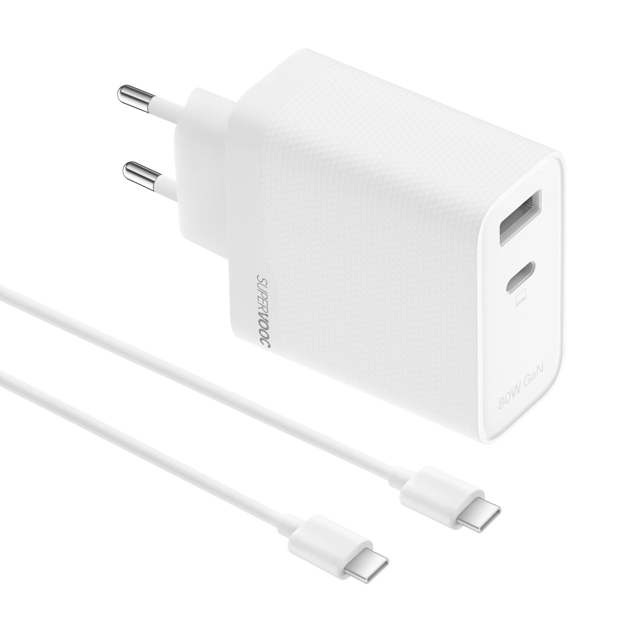 Realme Supervooc 80wdual Ports Gan Adapter With Type-c Cable - White - Handys Adapter Und Ladegeraete