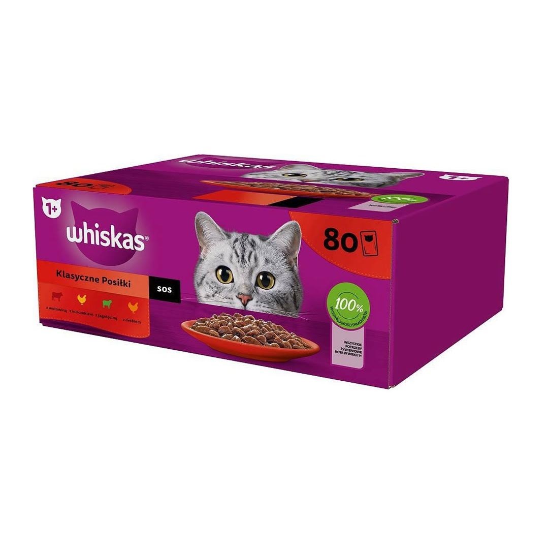 Whiskas Classic Poultry, Lamb, Beef, Chicken in Sauce - Wet Cat Food - 80x85g - Katzen 5900951318139