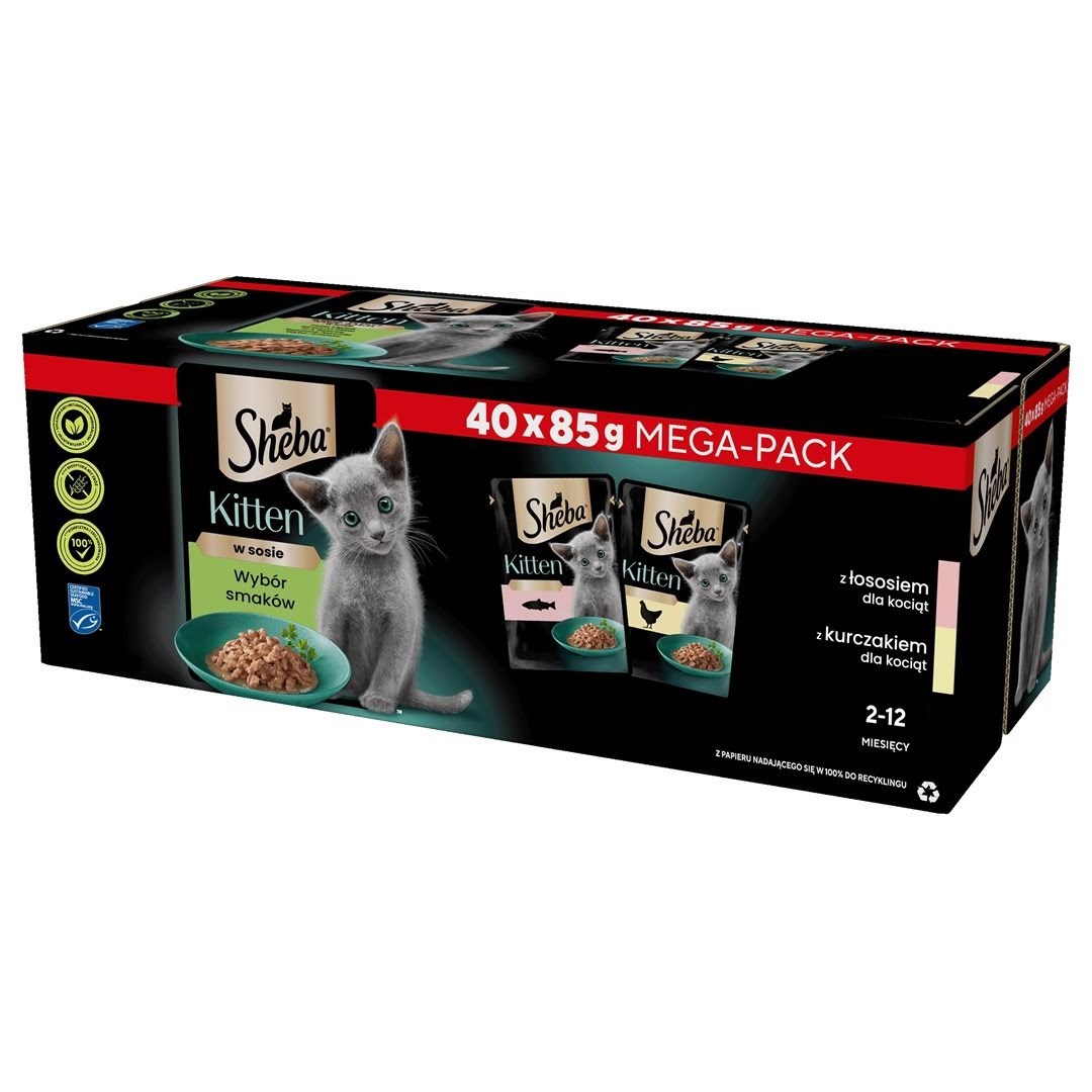 Sheba Kitten Selection of Flavors in Sauce - Wet Cat Food - 40x85 g - Katzen 4770608264802